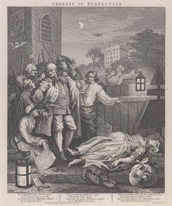 La tercera etapa de la crueldad- Crueldad en perfección de William Hogarth